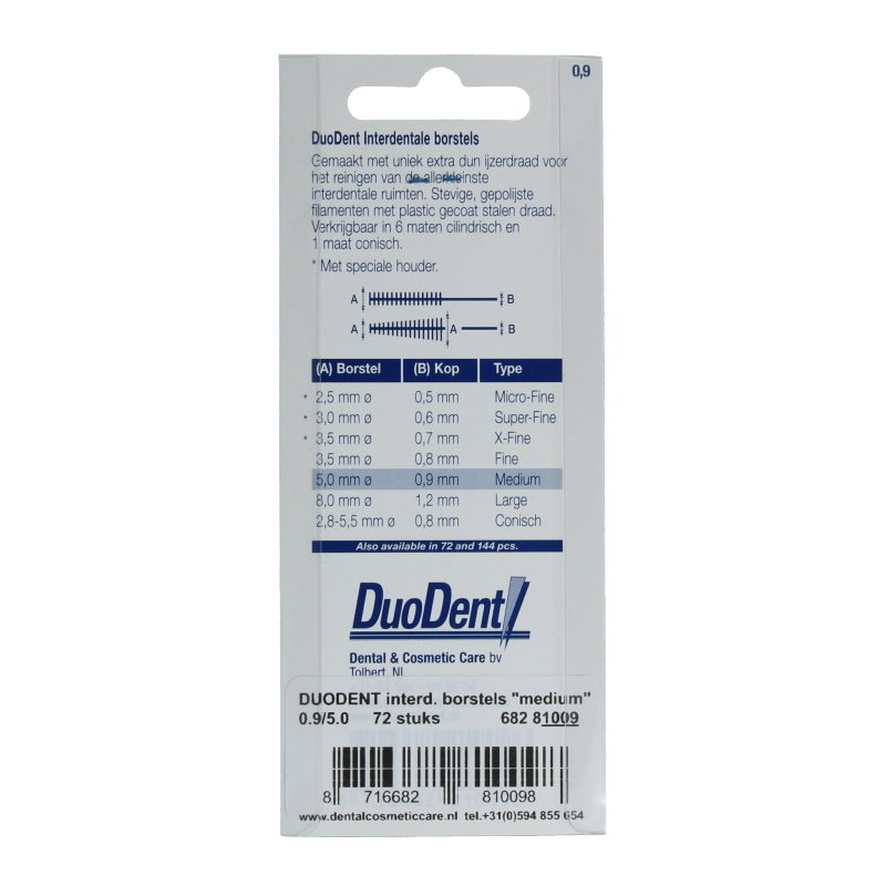 Duodent Interdentaal borstel medium 0.9 72 Stuks