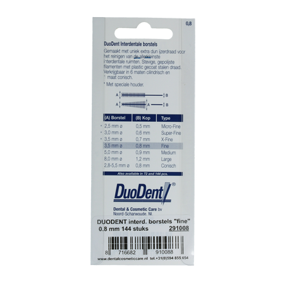 Duodent Interdentaal borstel fine 0.8 144.00 Stuks