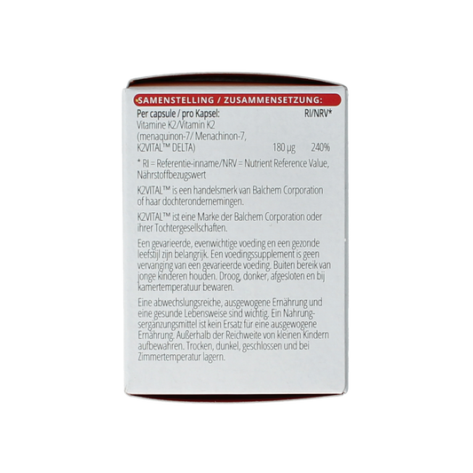 Vitals Vitamine K2 180mcg 60.00 Vegetarische capsules