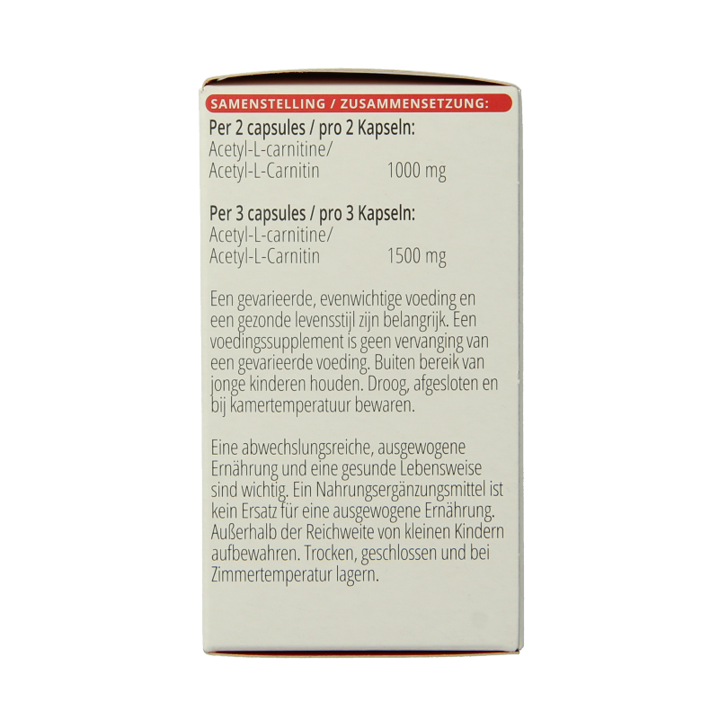Vitals Acetyl-L-Carnitine 500mg 60 Vegetarische capsules