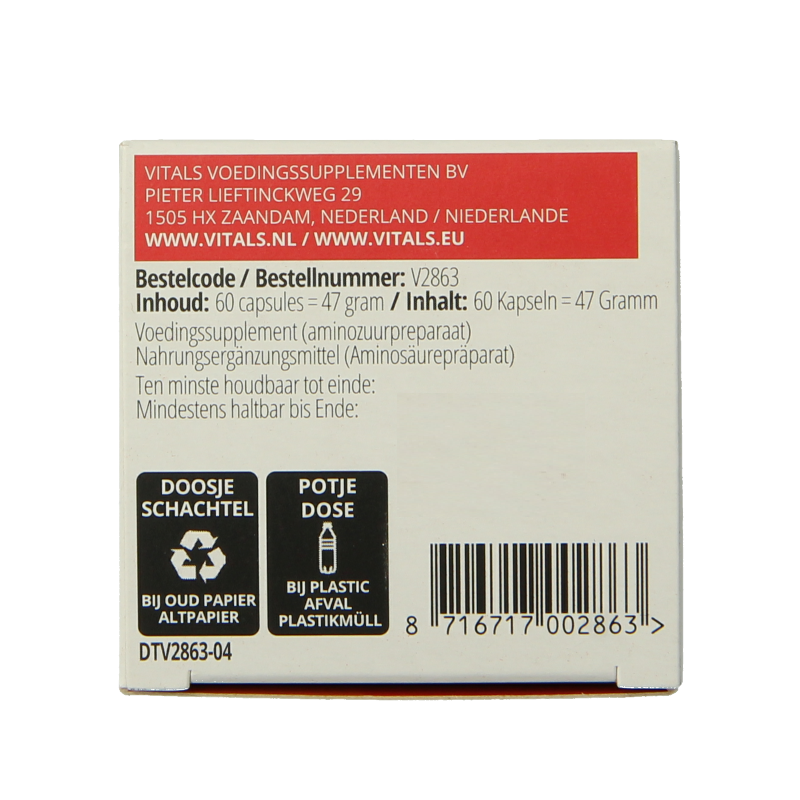 Vitals Acetyl-L-Carnitine 500mg 60 Vegetarische capsules