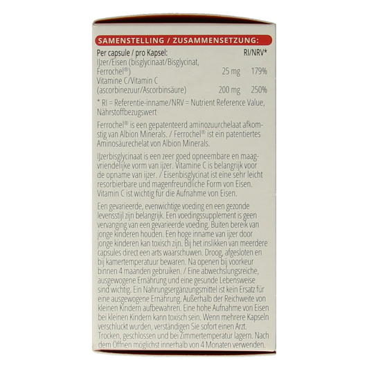Vitals IJzer 25mg met vitamine C 100.00 Capsules