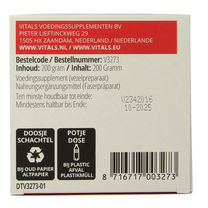 Vitals Psylliumvezels bio 200 Gram