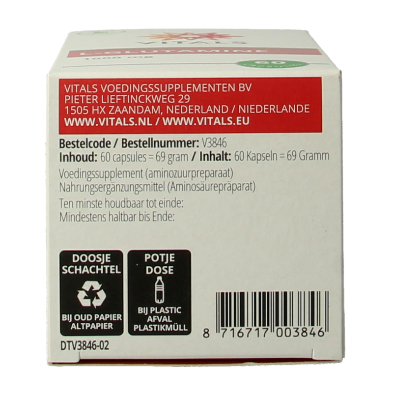 Vitals L-Glutamine 1000mg 60 Capsules