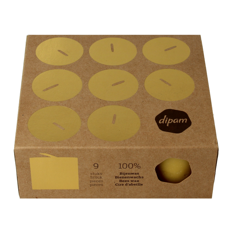 Dipam Sfeerlichtjes bijenwas  in doosje 9 Stuks