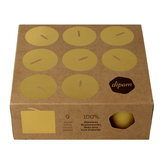 Dipam Sfeerlichtjes bijenwas  in doosje 9 Stuks