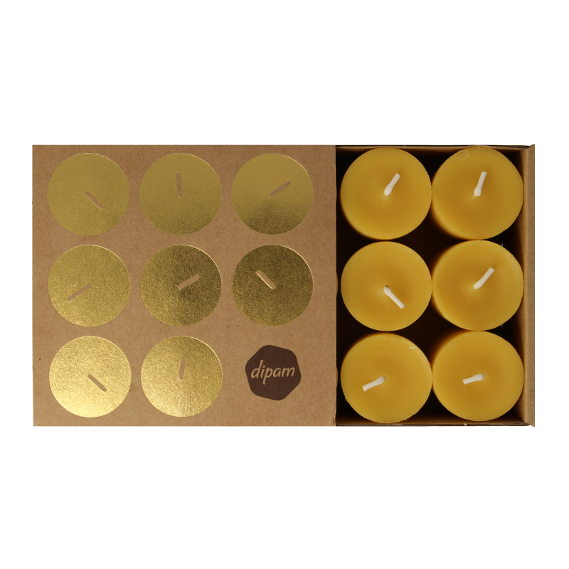 Dipam Sfeerlichtjes bijenwas  in doosje 9 Stuks