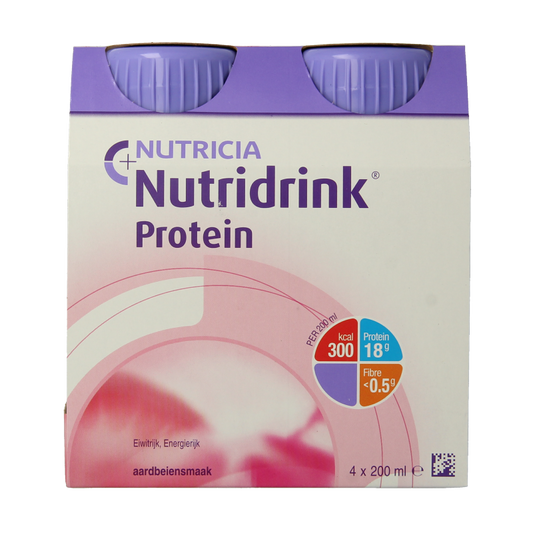 Nutridrink Protein aardbei 200ml 4 Stuks