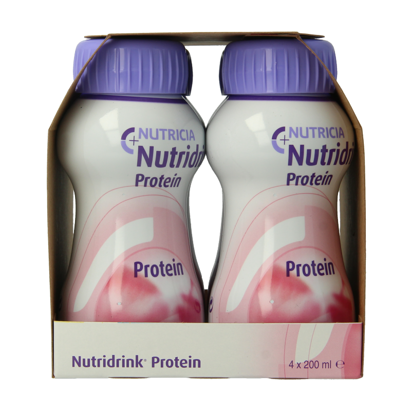 Nutridrink Protein aardbei 200ml 4 Stuks