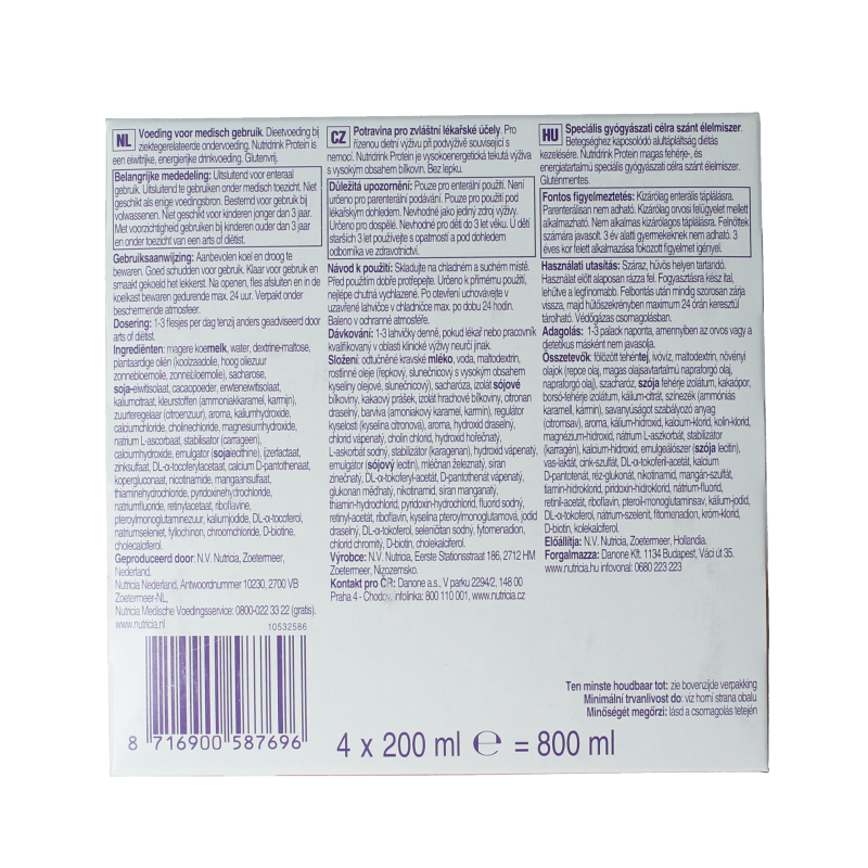 Nutridrink Protein chocola 200ml 4 Stuks