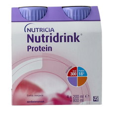Nutridrink Protein aardbei 200ml 4 Stuks