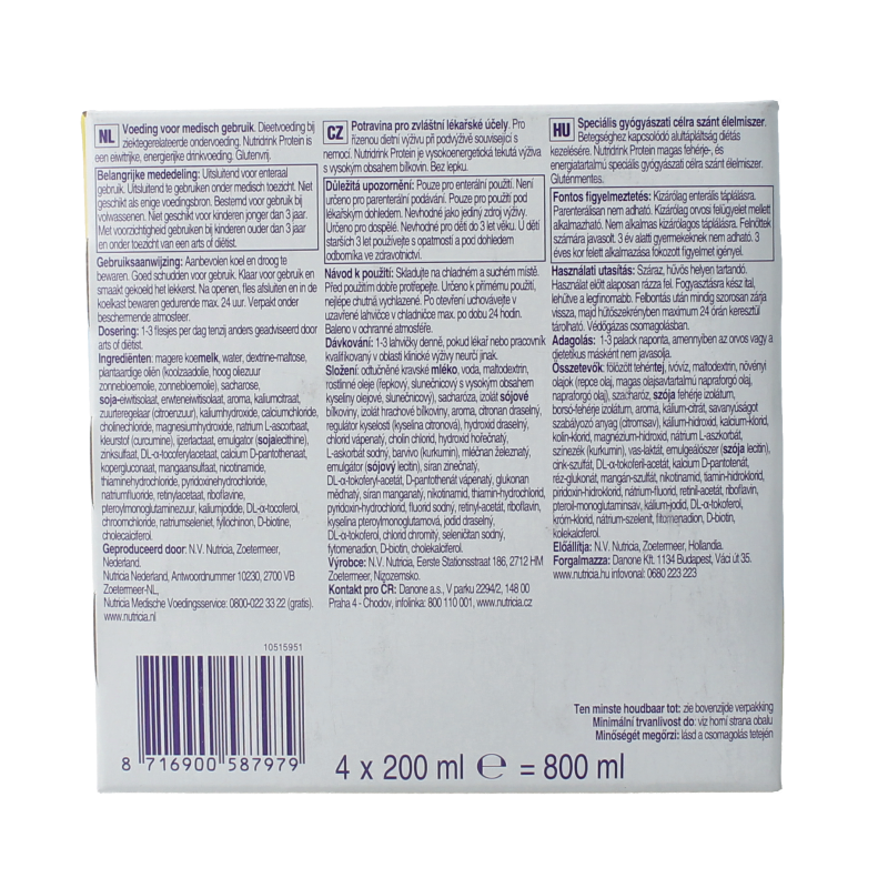 Nutridrink Protein vanille 200ml 4 Stuks