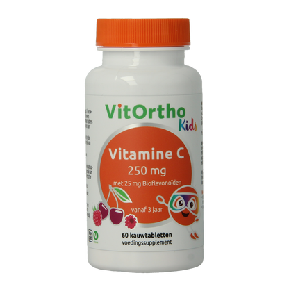 VitOrtho Vitamine C 250mg met 25mg bioflavonoiden 60.00 Kauwtabletten