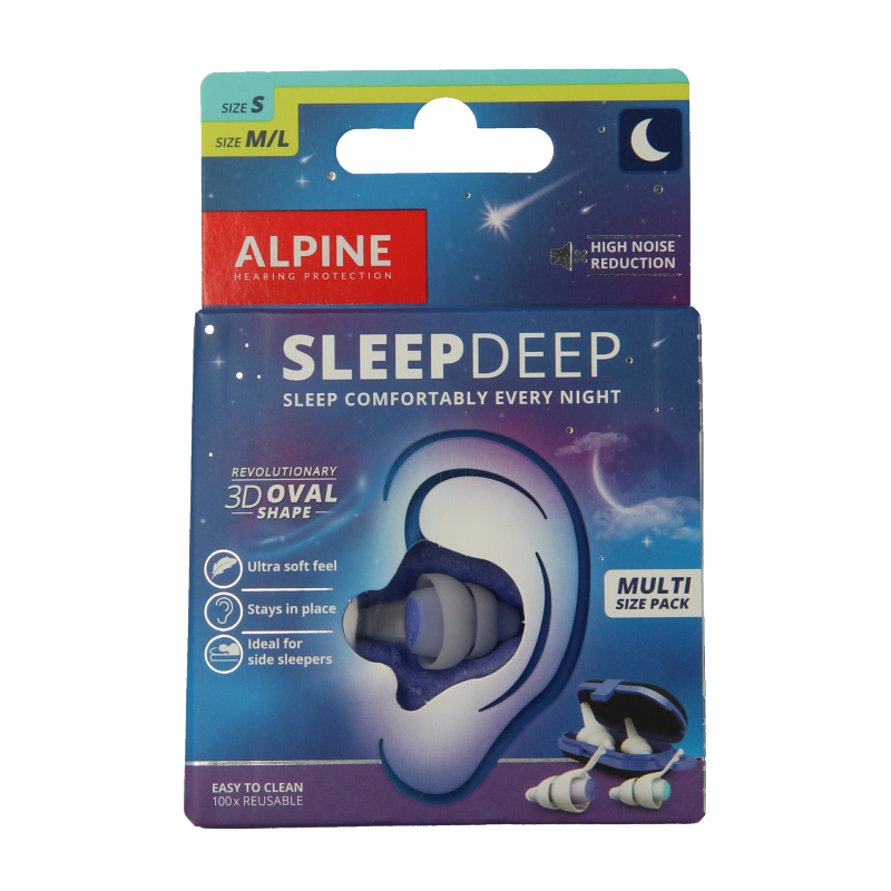 Alpine Sleepdeep earplugs multi size pack 2 Paar