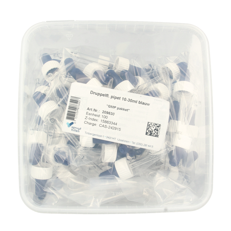 Spruyt Hillen Druppelflacon pipet 10 - 30ml blauw 100 Stuks