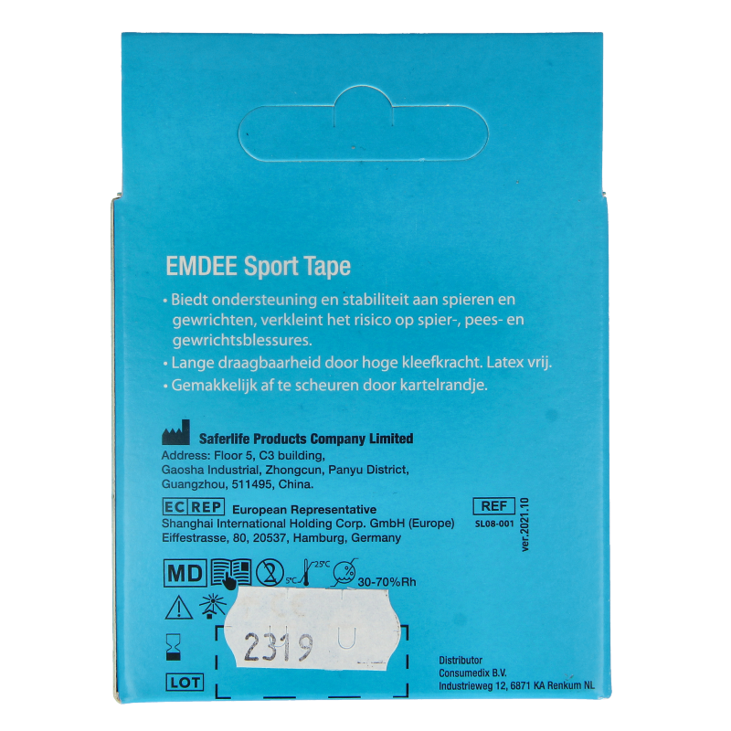 Emdee Sport tape 3.8cm x 10m wit 1 Stuks