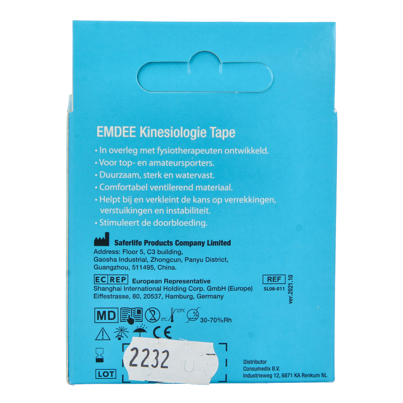 Emdee Kinesio tape zwart pre cut 1 Stuks