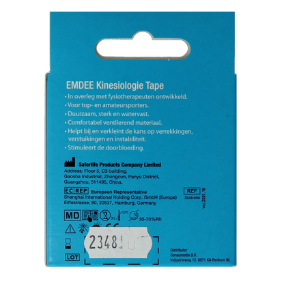Emdee Kinesio tape licht blauw non cut 1.00 Rol