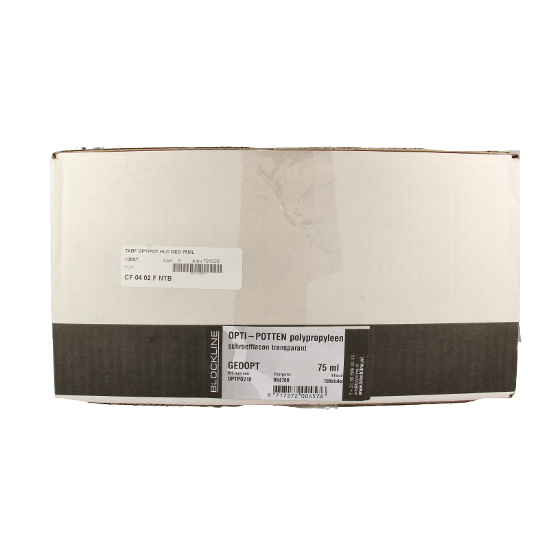 Blockland Tabletflacon optipot helder gedopt 75ml 108 Stuks