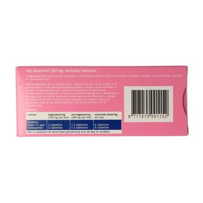 Idyl Ibuprofen 200mg suikervrij 40 Tabletten