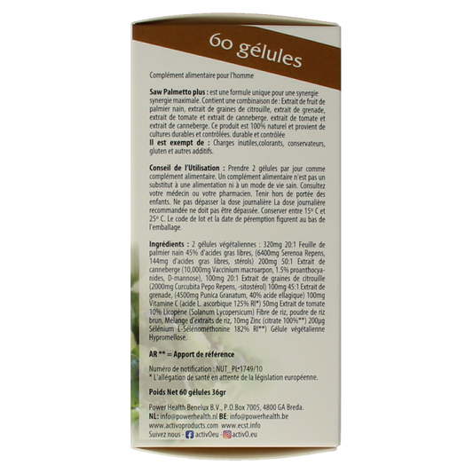 Activo Saw palmetto plus 60 Vegetarische capsules
