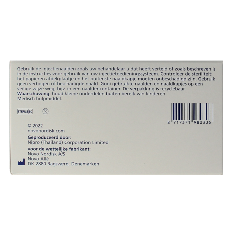 Novo Nordisk Novofine naalden 0.30 x 8 mm 30 gram  100 Stuks