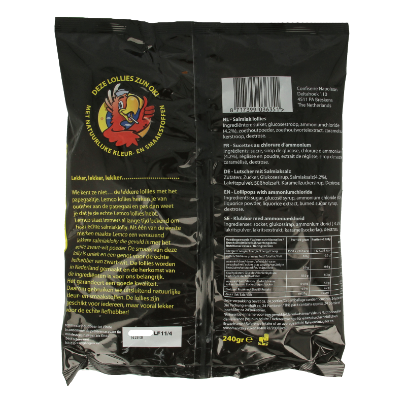 Lemco Salmiak lollies 240 Gram
