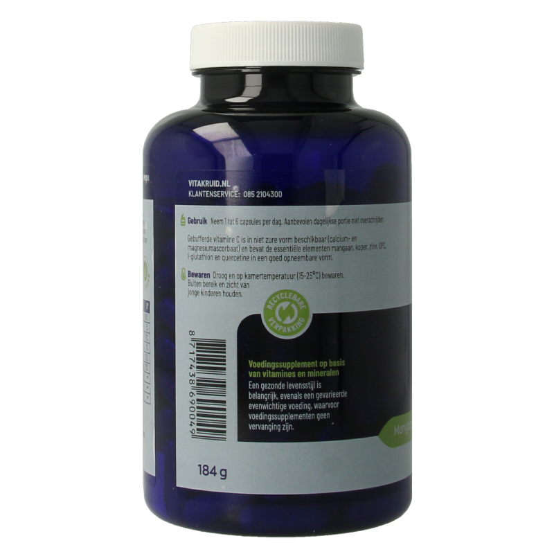 Vitakruid Gebufferde Vitamine C met oa Zink OPC Quercetine 180 Vegetarische capsules