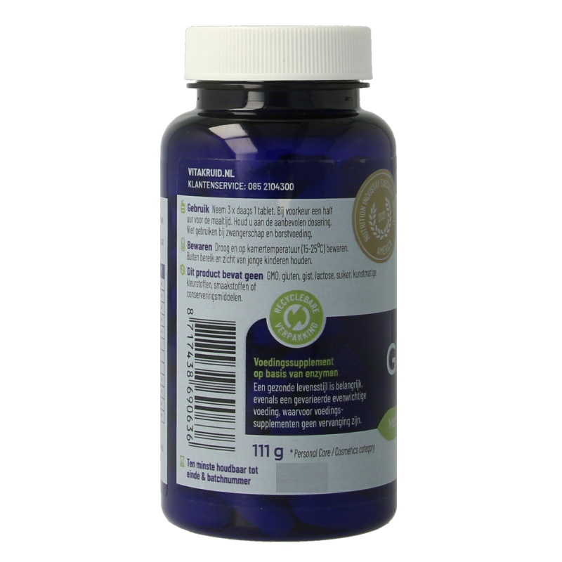 Vitakruid Glutazyme oa Spijsverteringsenzymen en L-Glutamine 90 Tabletten