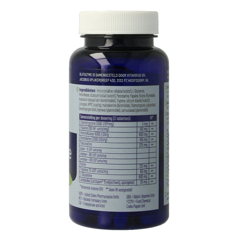 Vitakruid Glutazyme oa Spijsverteringsenzymen en L-Glutamine 90 Tabletten
