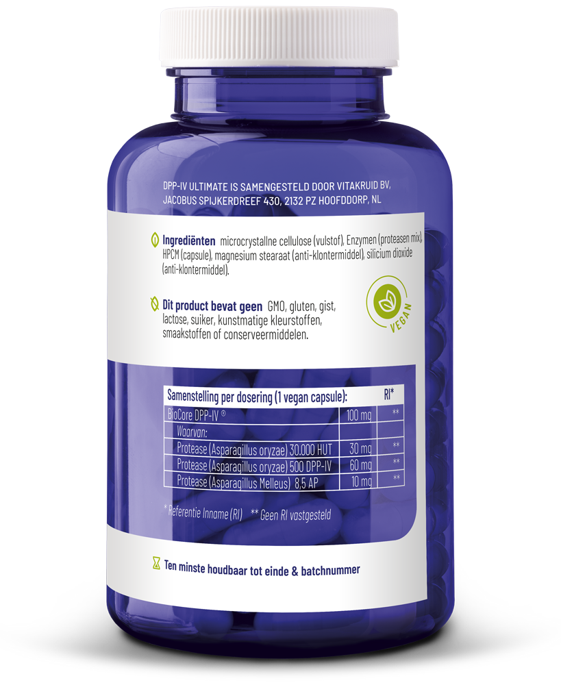 Vitakruid DPP-IV Ultimate BioCore Optimum Complete Enzymen 180 Vegetarische capsules
