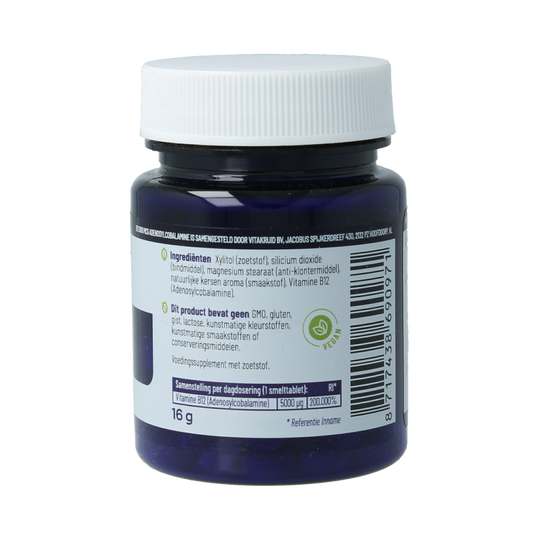 Vitakruid B12 5000 mcg Actief Adenosylcobalamine 60.00 Smelttabletten