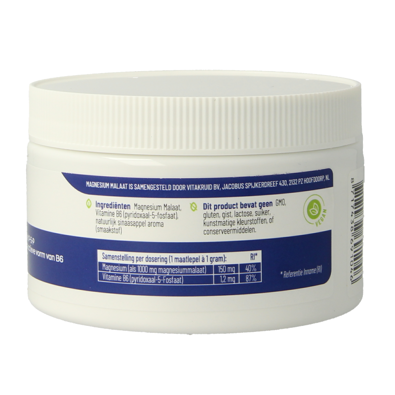Vitakruid Magnesium Malaat met Vitamine B6 (P-5-P) 120 Gram