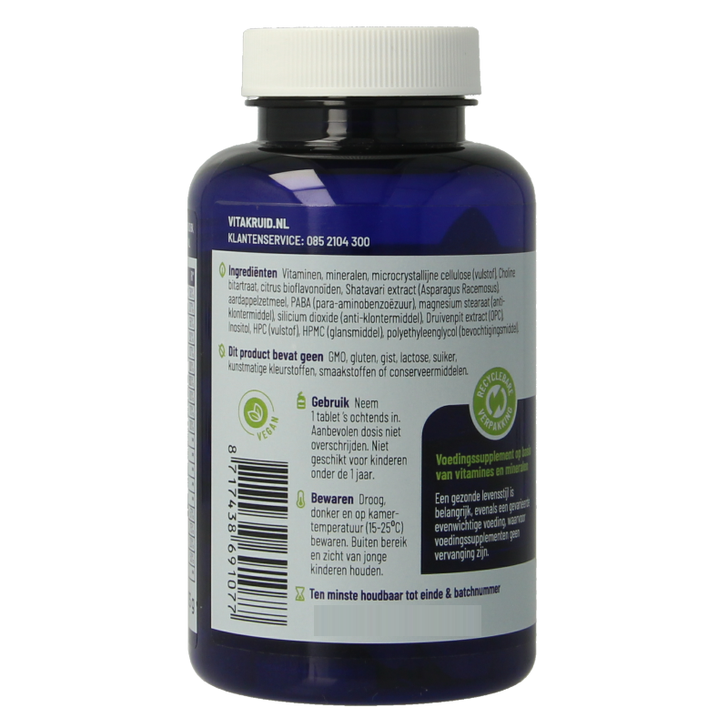 Vitakruid Multi Dag Vrouw 100% Vegan 90 Tabletten