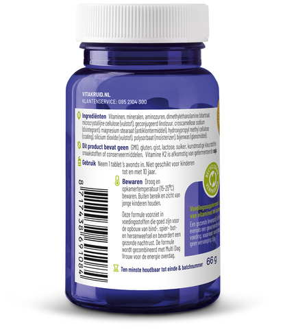 Vitakruid Multi Nacht Vrouw 100% Vegan 30.00 Tabletten