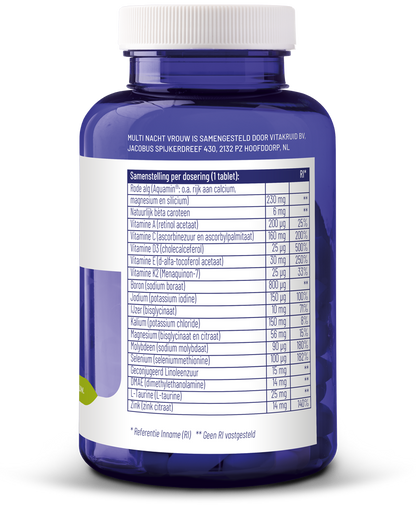 Vitakruid Multi Nacht Vrouw 100% Vegan 90.00 Tabletten