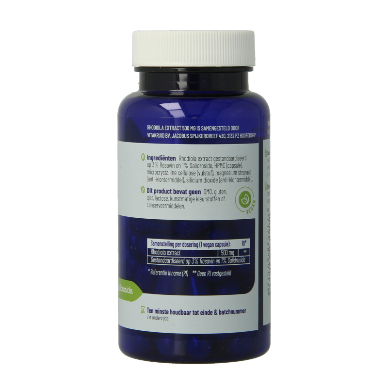 Vitakruid Rhodiola extract 500 mg 3% Rosavin 1% Salidroside 60 Vegetarische capsules