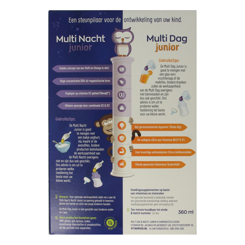 Vitakruid Multi Dag & Nacht Junior 100% Vegan 360 Milliliter