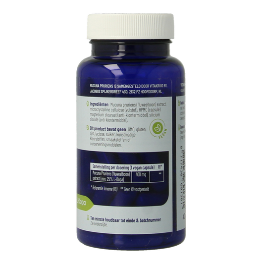Vitakruid Mucuna pruriens 400mg minimaal 25% L-Dopa 60.00 Vegetarische capsules