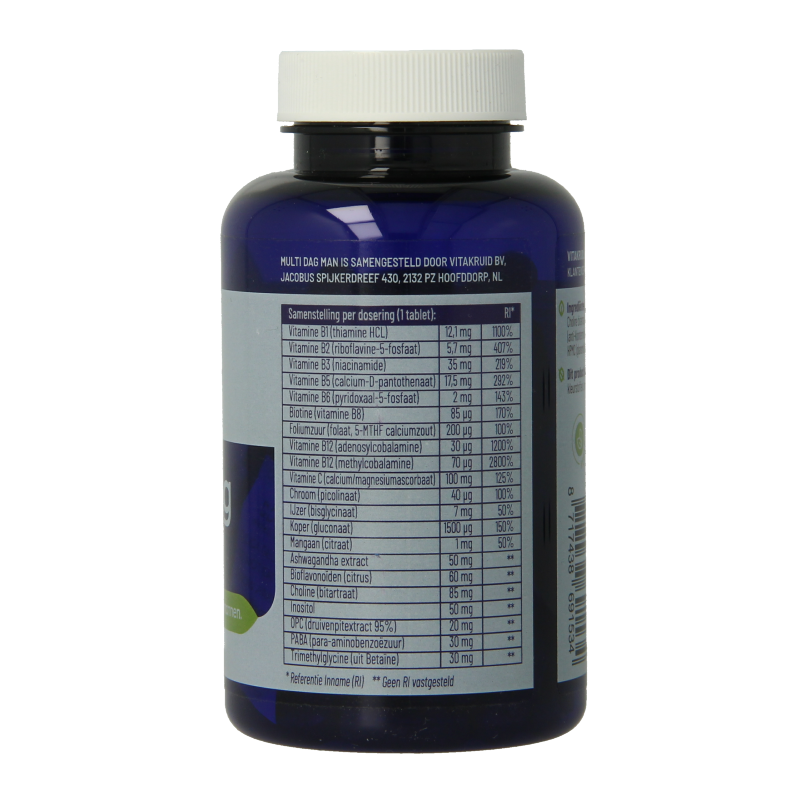 Vitakruid Multi Dag Man 100% Vegan 90 Tabletten