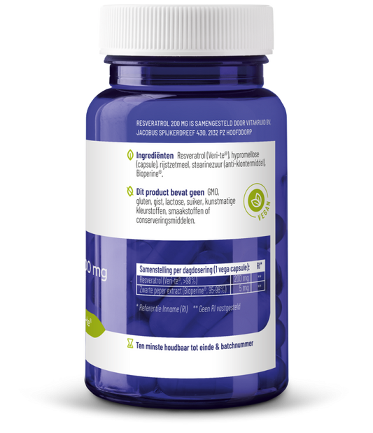 Vitakruid Resveratrol (Veri-te) 200 mg met Bioperine 60.00 Vegetarische capsules