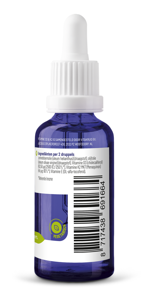 Vitakruid Vitamine D3 & K2 (MenaQ7) met druppelpipet 30 Milliliter