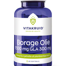 Vitakruid Borage Olie 1500mg GLA 300mg uit plantaardige bron 60 Softgels