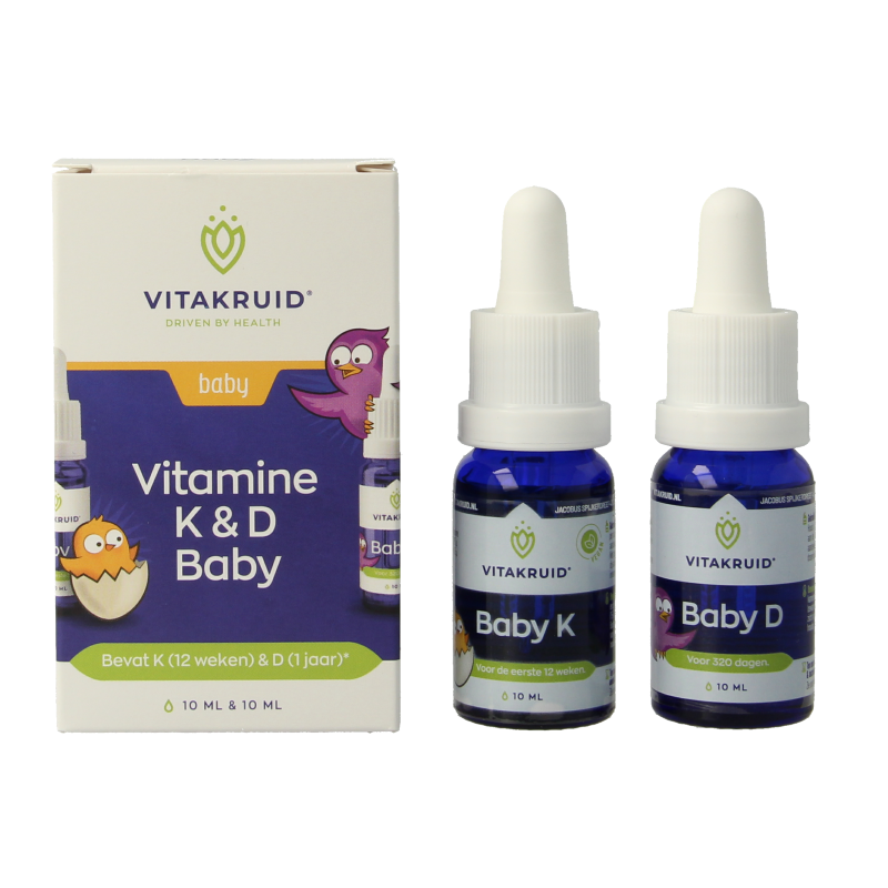 Vitakruid Vitamine K & D baby druppels 10ml 20 Milliliter