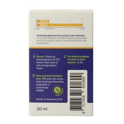 Vitakruid Vitamine K & D baby druppels 10ml 20 Milliliter
