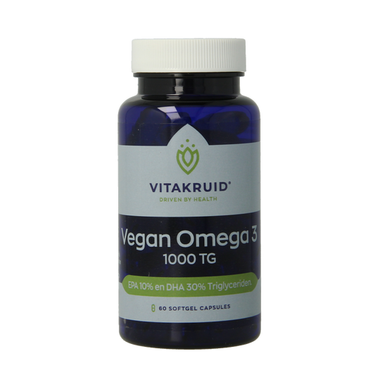 Vitakruid Vegan omega 3 1000 triglyceriden 300 DHA 100 EPA 60 Softgels