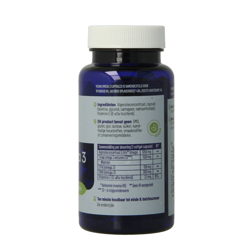 Vitakruid Vegan omega 3 1000 triglyceriden 300 DHA 100 EPA 60 Softgels