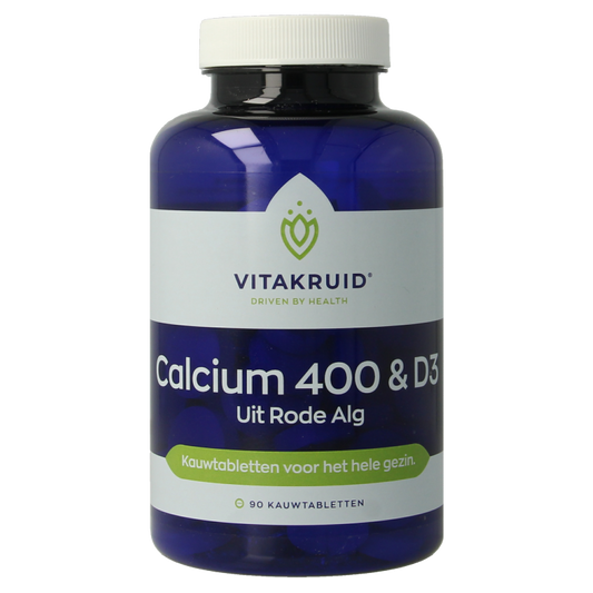Vitakruid Calcium 400 & D3 uit duurzame Rode Alg Aquamin TG 90 Kauwtabletten