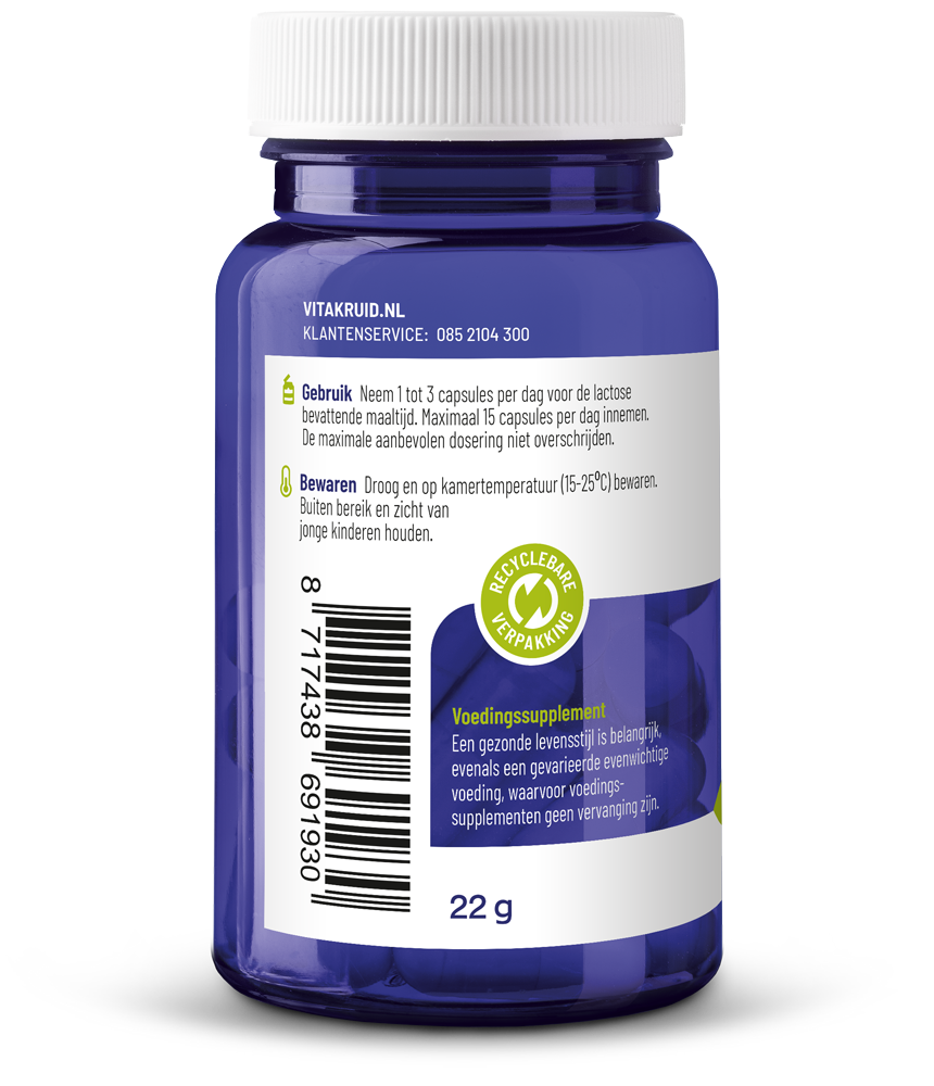 Vitakruid Lactase enzym OptiFerm 3.000 FCC 90 Vegetarische capsules