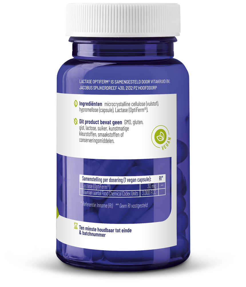 Vitakruid Lactase enzym OptiFerm 3.000 FCC 90 Vegetarische capsules